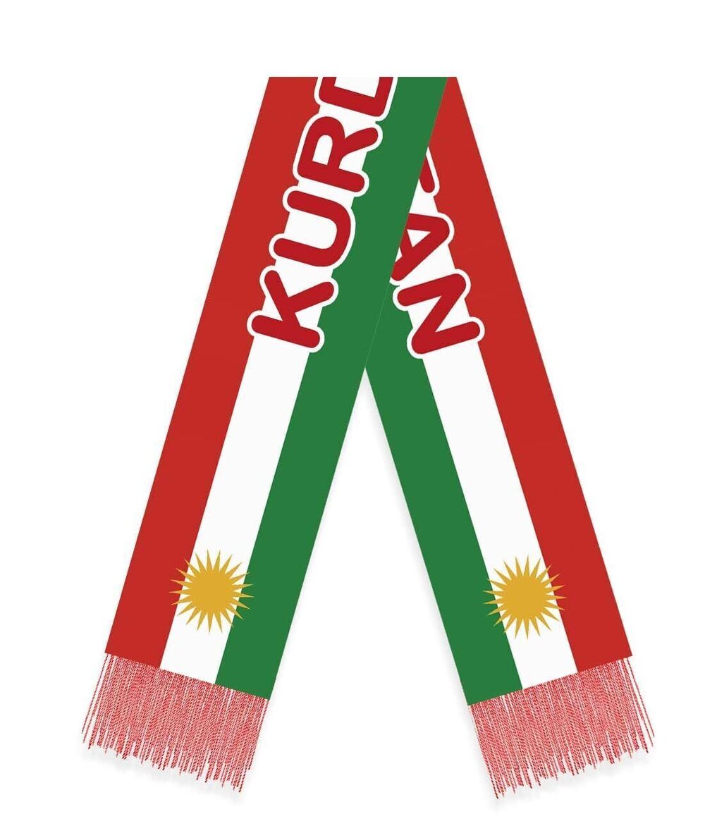 9756 Kurdistan Flag Scarf, 5FT Long Kurdish Velvet Shawl,150×18cm Decor